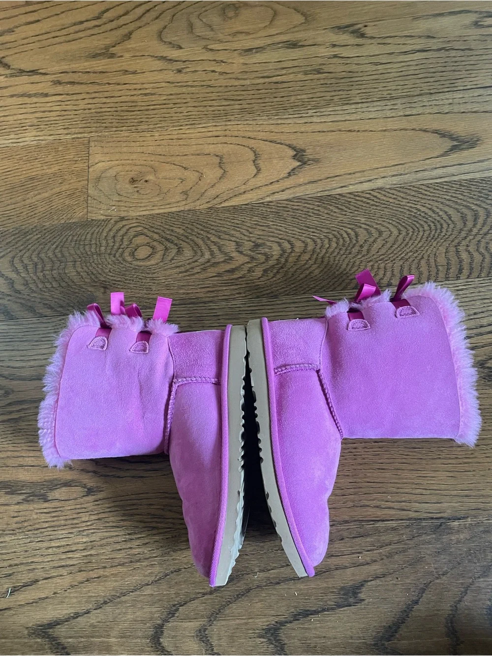 UGG Bright Lilac Bow Shearling Kids Boots - Size 4